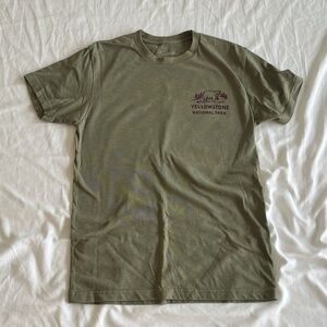 Yellowstone National Park Olive Green Crewneck Tee